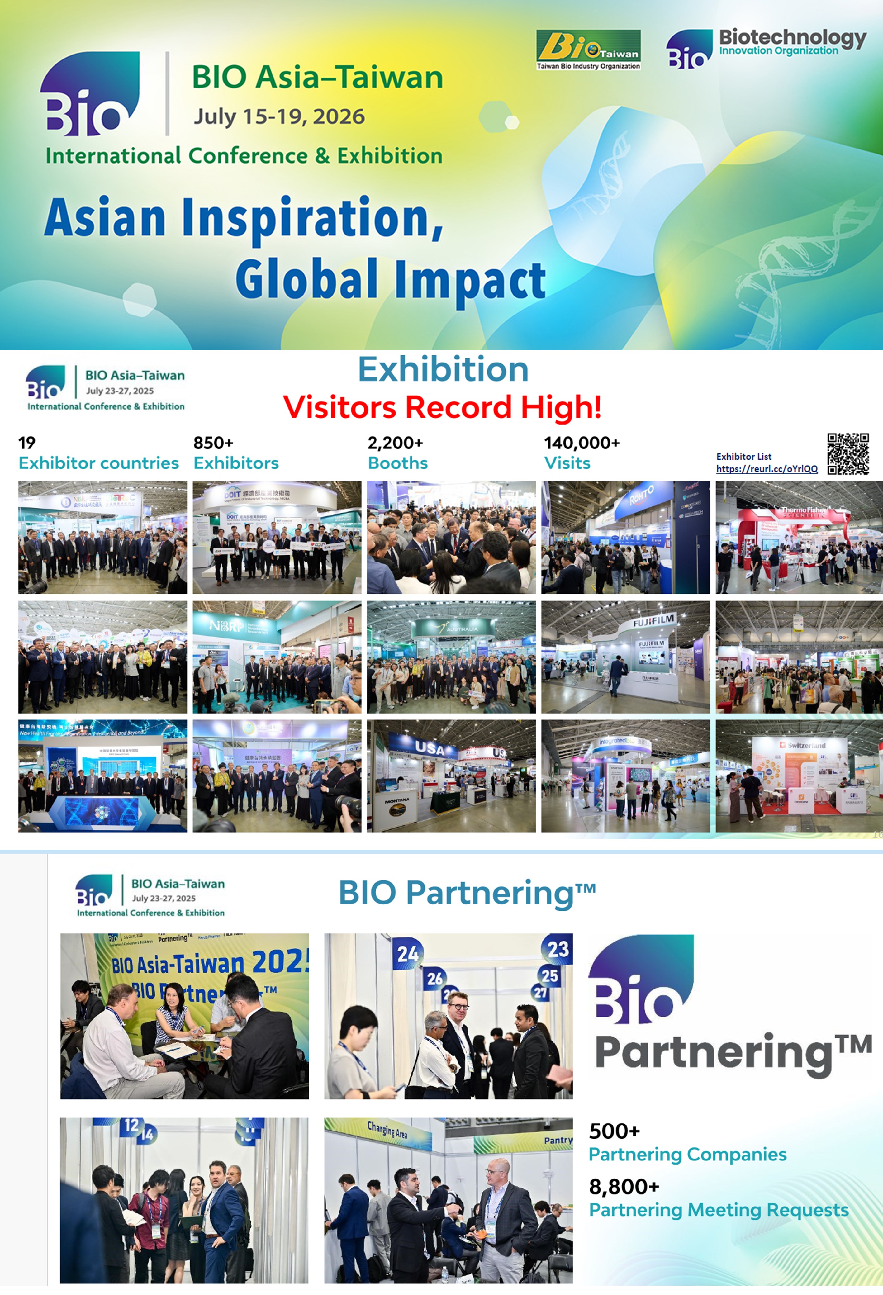 Image：BIO Asia－Taiwan runs from July 15 - 19, 2026, with the exhibition opening July 16 - 19, 2026